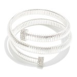 Wholesale cubic Zirconia Pave Ribbed Cuff Bracelet D