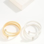 Wholesale cubic Zirconia Pave Ribbed Cuff Bracelet D