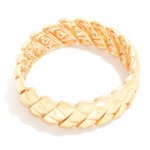 Metal Tone Quilted Stretch Bangle Bracelet 

- Approximately 3" D