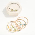 Wholesale metal Cuff Bracelet Glass Crystal Clover Accents D