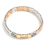 Wholesale metal TEACH LOVE TEACHER Stretch Bracelet D Card Reads Teaching greate