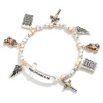 Wholesale metal Beaded Charm Bracelet Crosses Angel Wings Philippians D Card Rea
