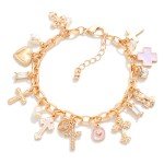 Wholesale chain Link Charm Bracelet Cross Charms D Extender L