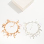 Wholesale chain Link Charm Bracelet Cross Charms D Extender L