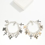 Wholesale chain Link Charm Bracelet Cross Charms Glass Crystal Charms D Extender