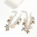 Wholesale chain Link Charm Bracelet Cross Charms Glass Crystal Charms D Extender