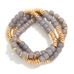 Wholesale set Three Glass Bead Stretch Bracelets Metal Tones D