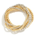 Wholesale set Seven Metal Beaded Stretch Bracelets D