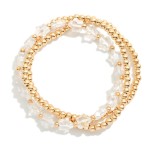 Wholesale set Three Metal Beaded Stretch Bracelets Star Beads D