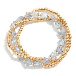 Wholesale set Three Metal Beaded Stretch Bracelets Star Beads D