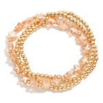 Wholesale set Three Metal Beaded Stretch Bracelets Star Beads D