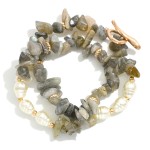 Wholesale set Two Stone Beaded Stretch Bracelets Metal Tones Pearls D