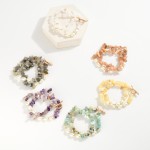 Wholesale set Two Stone Beaded Stretch Bracelets Metal Tones Pearls D