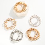 Wholesale set Three Metal Beaded Stretch Bracelets Glass Crystal Clover D