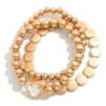 Wholesale set Three Metal Beaded Stretch Bracelets Glass Crystal Clover D