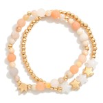 Wholesale set Two Beaded Stretch Bracelet Stone Beads Star Beads D