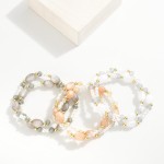 Wholesale set Two Beaded Stretch Bracelet Metal Beads Pearls Faceted Beads Glass