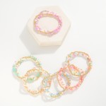 Wholesale set Three Beaded Bracelets Metal Tones Faceted Beads D