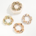 Wholesale set Three Stone Beaded Stretch Bracelet Metal Beads D