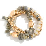 Wholesale set Three Beaded Stretch Bracelets Metal Tones Glass Faceted Beads Sto