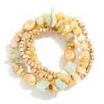 Wholesale set Three Beaded Stretch Bracelets Metal Tones Glass Faceted Beads Sto