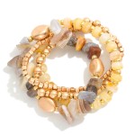 Wholesale set Three Beaded Stretch Bracelets Metal Tones Glass Faceted Beads Sto