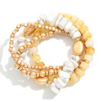 Wholesale set Three Beaded Stretch Bracelets Metal Tones Glass Faceted Beads Sto
