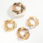 Wholesale set Three Beaded Stretch Bracelets Metal Tones Glass Faceted Beads Sto