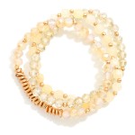 Wholesale set Three Beaded Stretch Bracelets Faceted Beads Faceted Stones Metal