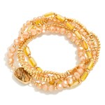 Wholesale set Five Beaded Stretch Bracelets Metal Tones Faceted Beads Glass Crys
