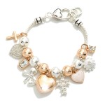 Wholesale snake Chain Bracelet Metal Chunky Beads Hearts Crosses D