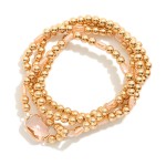 Wholesale set Four Metal Beaded Stretch Bracelets Faceted Beads Glass Crystal D