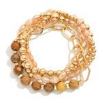 Wholesale set Four Beaded Stretch Bracelets Semi Precious Stone Faceted Beads Ch