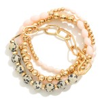 Wholesale set Four Beaded Stretch Bracelets Semi Precious Stone Faceted Beads Ch