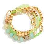 Wholesale set Four Beaded Stretch Bracelets Semi Precious Stone Faceted Beads Ch