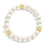 Wholesale pearl Beaded Stretch Bracelet Gold Tones D