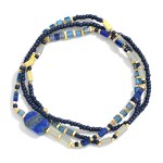 Wholesale set Three Beaded Stretch Bracelets Gold Tones Faceted Stone Beads D