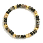 Wholesale semi Precious Stone Beaded Bracelet Metal Accents D