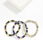 Wholesale semi Precious Stone Beaded Bracelet Metal Accents D