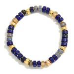 Wholesale semi Precious Stone Beaded Bracelet Metal Accents D