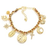 Wholesale chain Link Charm Bracelet Leather Band Detail D Extender L