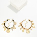 Wholesale chain Link Charm Bracelet Leather Band Detail D Extender L