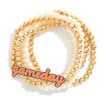 Wholesale set Five Pearl Metal Beaded Stretch Bracelets Enamel Gameday Charm D