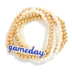 Wholesale set Five Pearl Metal Beaded Stretch Bracelets Enamel Gameday Charm D
