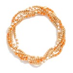 Wholesale set Five Game Day Beaded Stretch Bracelets Heishi Beads Metal Tones D