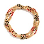 Wholesale set Five Game Day Beaded Stretch Bracelets Heishi Beads Metal Tones D