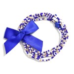 Wholesale set Five Game Day Beaded Stretch Bracelets Ribbon Bow Detail Criss Cro