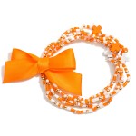 Wholesale set Five Game Day Beaded Stretch Bracelets Ribbon Bow Detail Criss Cro