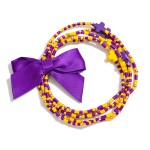 Wholesale set Five Game Day Beaded Stretch Bracelets Ribbon Bow Detail Criss Cro