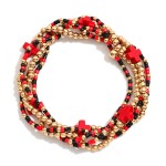 Wholesale set Five Game Day Beaded Stretch Bracelets Heishi Beads D